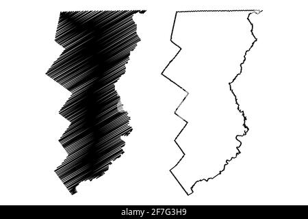 Essex County, Stato del Vermont (Stati Uniti, Stati Uniti d'America, Stati Uniti, Stati Uniti, Stati Uniti) mappa vettoriale illustrazione, schizzo scrimolo Essex mappa Illustrazione Vettoriale