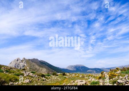 Sentiero escursionistico la Cuna sopra il passo Zafarraya tra Andalucía e Granada, Spagna, Europa Foto Stock