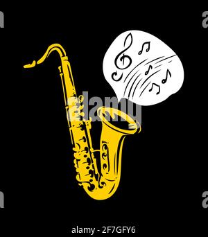 Simbolo di musica sassofono. Illustrazione vettoriale Jazz Concept Illustrazione Vettoriale