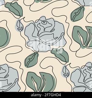 Un motivo moderno senza giunture. Fiore di rose semplicità moderna illustrazione vettoriale contemporanea. Illustrazione Vettoriale