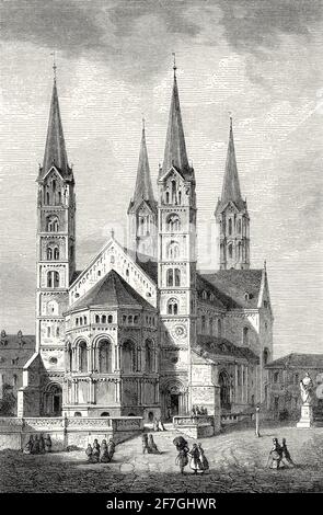 Cattedrale di Bamberga, Bamberger Dom San Pietro e San Giorgio, Bamberga, Germania, 19 ° secolo Foto Stock