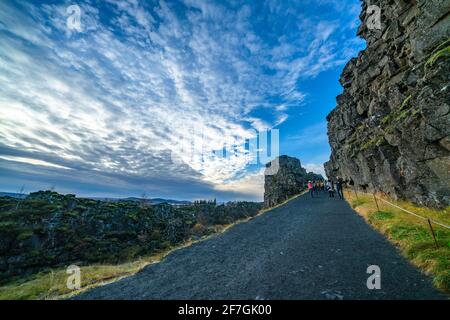 Nord America & Eurasia Tectonic Plates - Islanda - Thingvellir Parco nazionale Foto Stock