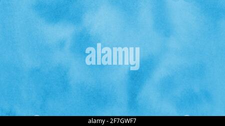Dipinto ad acquerello blu brillante. Disegno di sfondo di texture astratta. Stile immagine orizzontale. Foto Stock