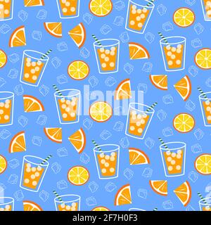 Bicchieri con una bevanda e fette di frutta. Illustrazione Vettoriale