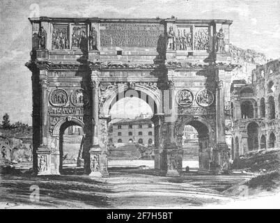 Arco trionfale dell'imperatore romano Costantino i vicino al Colosseo, Roma, Italia, Europa meridionale Foto Stock