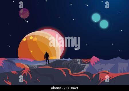 Spazio e sfondo del pianeta con spazio di copia. Illustrazione Vettoriale