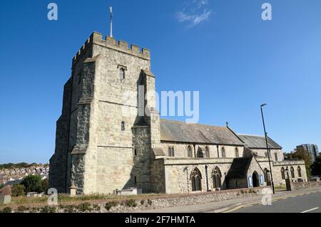 Chiesa Parrocchiale di Santa Maria Vergine, Città Vecchia, Eastbourne, Sussex Est, Inghilterra, REGNO UNITO Foto Stock