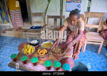 Boti Tribe, Timor, NTT prese @il villaggio di Boti, KIE, Nusa Tenggara Timur Foto Stock