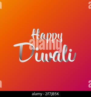 Diwali 3D Trendy Creative Text Logo per banner e poster Design su sfondo viola Illustrazione Vettoriale