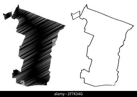 Windsor County, stato del Vermont (Stati Uniti, Stati Uniti d'America, Stati Uniti, Stati Uniti, Stati Uniti), illustrazione vettoriale mappa, schizzo della mappa Windsor Illustrazione Vettoriale