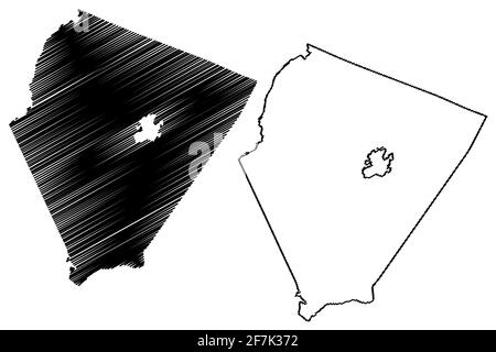 Albemarle County, Commonwealth of Virginia (Stati Uniti, Stati Uniti d'America, Stati Uniti, Stati Uniti, Stati Uniti) mappa vettoriale illustrazione, scrimble sketch Albemarle m Illustrazione Vettoriale