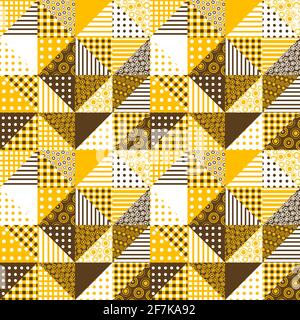 Motivo geometrico composto da punti e strisce in giallo e. marrone Illustrazione Vettoriale