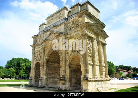 Arco Romano di Trionfo a.d.27, Orange, Provenza, Francia Foto Stock