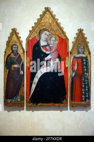 Italia Umbria Perugia: Galleria Nazionale dell'Umbria - Mello da Gubbio - San Giovanni Evangelista, Madonna col Bambino con Santa Caterina d'Alessandria Foto Stock