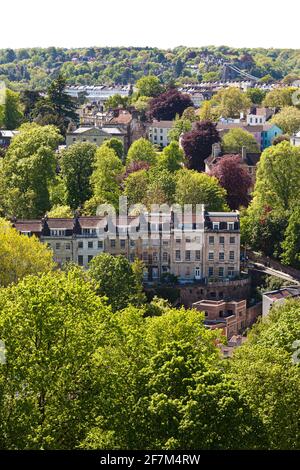 Clifton, Bristol UK - visto dalla Cabot Tower a Brandon Hill Park, Bristol UK Foto Stock