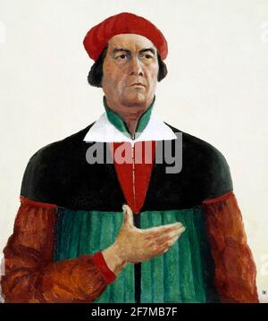 Kazimir Malevich. Ritratto dell'artista russo d'avanguardia Kazimir Severinovich Malevich (1879-1935), autoritratto, olio su tela, 1933 Foto Stock
