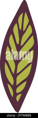 Icona foglia verde, disegnata a mano e stile contorno Illustrazione Vettoriale