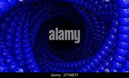 Sfondo astratto con foro vortex 3D fatto di palline lucide o bolle per carta da parati o copertina. Foto Stock