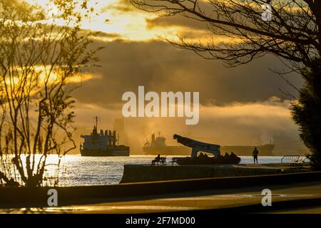 Stanley Park seawall, Vancouver, British Columbia, Canada Foto Stock