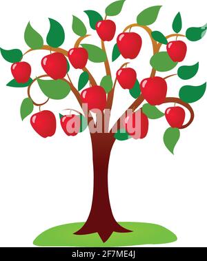 Vettore di illustrazione di albero di Apple isolato su sfondo bianco Illustrazione Vettoriale