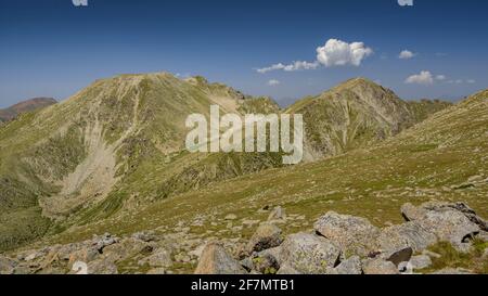 Montagne dei Pirenei. Tossal Bovinar visto dal sentiero per Tossa Plana de Lles (Cerdanya, Catalogna, Spagna, Pirenei) Foto Stock