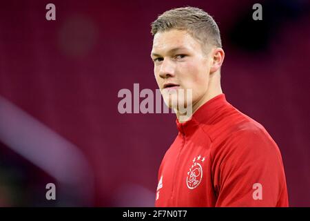 AMSTERDAM , PAESI BASSI - 8 APRILE: Portiere Kjell Scherpen di Ajax durante la partita della UEFA Europe League tra Ajax e ROMA a Johan Cruijff A. Foto Stock