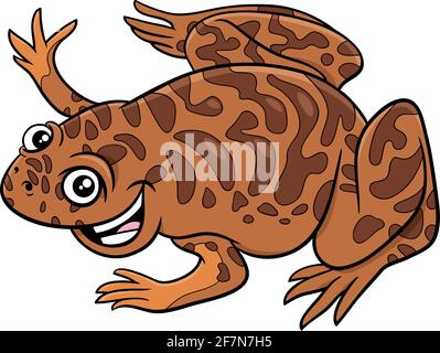 Illustrazione cartoon del personaggio comico di xenopus Illustrazione Vettoriale