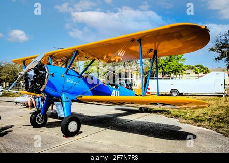 WWII US Army Air Corp PT-17 Stearman Piano di formazione presso l'aeroporto di Venezia open day Foto Stock