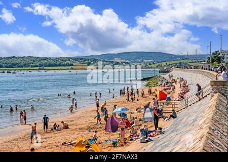 Exmouth lungomare e spiaggia nel glorioso Devon Foto Stock