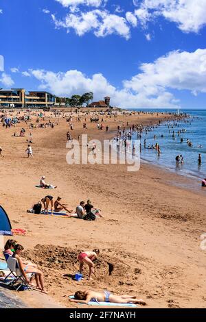 Exmouth lungomare e spiaggia nel glorioso Devon Foto Stock