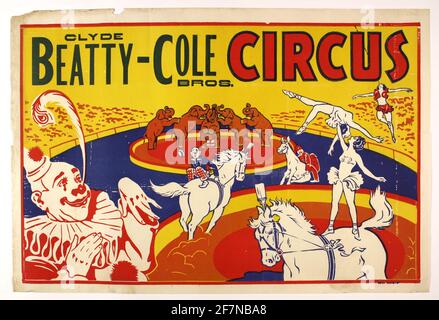 Un poster vintage del circo per Clyde Beatty Cole Brothers Circus Foto Stock