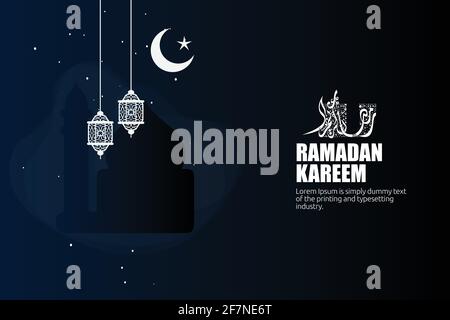 Calligraphy Ramadan Kareem Template, sfondo Illustrazione Vettoriale