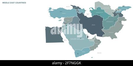 Mappa Middel East. Vettore mappa mondiale per continente Illustrazione Vettoriale