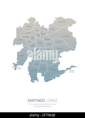 Mappa di Santiago. Mappa vettoriale della città principale del cile Illustrazione Vettoriale