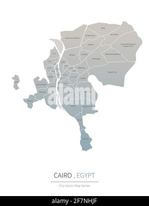Mappa del Cairo. Mappa vettoriale della città principale in egitto Illustrazione Vettoriale