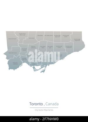 Mappa di Toronto. Mappa vettoriale delle principali città del Canada. Illustrazione Vettoriale