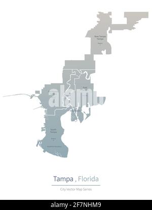 Mappa tempa. Mappa vettoriale delle principali città della florida. Illustrazione Vettoriale