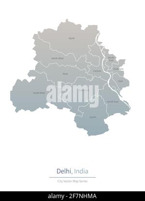 Mappa di Delhi. Mappa vettoriale della città principale in India Illustrazione Vettoriale