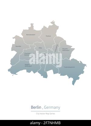 Mappa di Berlino. Mappa vettoriale delle principali città della Germania. Illustrazione Vettoriale