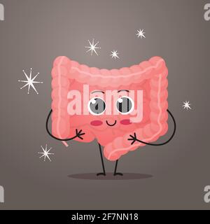 carino interno organo carattere umano grande e piccolo intestino digestivo sistema tratto gastrointestinale anatomia biologia medicina sanitaria concetto Illustrazione Vettoriale