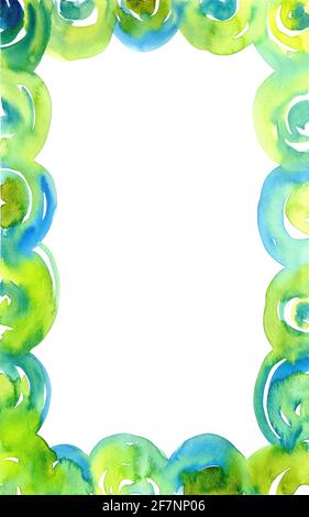 verde - blu sfondo cerchio astratto. Pittura a mano acquerello su sfondo bianco. Elemento di design grunge per poster, volantino, scheda nome, confezione pa Foto Stock