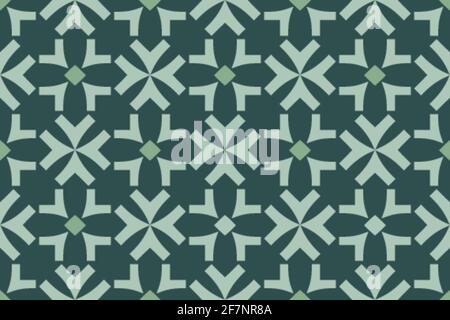 Fiocchi di neve verdi con piccoli fiori stilizzati al centro per disegni di carta, marcare a caldo, imballaggio, mobili, oggetti interni e superfici Illustrazione Vettoriale