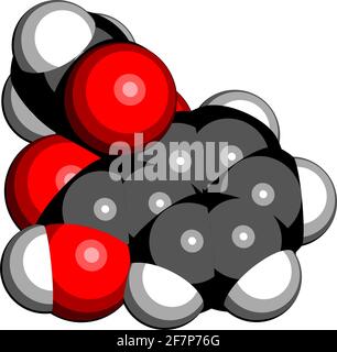 Molecola di farmaco di acido acetilsalicilico (aspirina). Rendering 3D. Gli atomi sono rappresentati come sfere con codifica a colori convenzionale: Idrogeno (bianco), carbonio Illustrazione Vettoriale