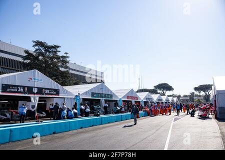 Roma, Italia. 09 aprile 2021. 9 Aprile 2021, Roma, circuito di Roma, ABB Formula e WM Roma: Passeggiata in pista, pit lane (uscita Svizzera/Croazia) Credit: SPP Sport Press Photo. /Alamy Live News Foto Stock