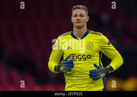 AMSTERDAM, PAESI BASSI - 8 APRILE: Portiere Kjell Scherpen di Ajax durante la partita della UEFA Europe League tra Ajax e COME Roma a Johan Cruijff sono Foto Stock