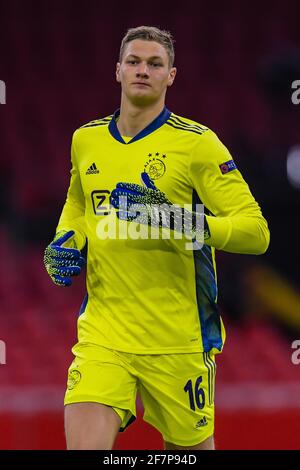 AMSTERDAM, PAESI BASSI - 8 APRILE: Portiere Kjell Scherpen di Ajax durante la partita della UEFA Europe League tra Ajax e COME Roma a Johan Cruijff sono Foto Stock