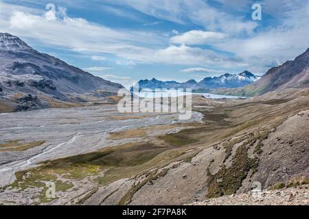 Shackleton Valley, vicino a Stromness, isola della georgia meridionale, antartide Foto Stock