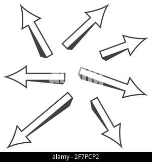 frecce nitide con set di segni di ombra neri Illustrazione Vettoriale