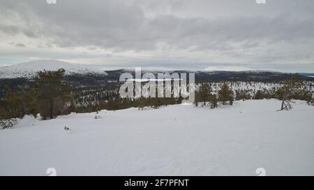 Keimiötunturi, Sammaltuturi e Pallastunturi si trovano nel Parco Nazionale Pallas-Yllästunturi, Muonio, Lapponia, Finlandia Foto Stock