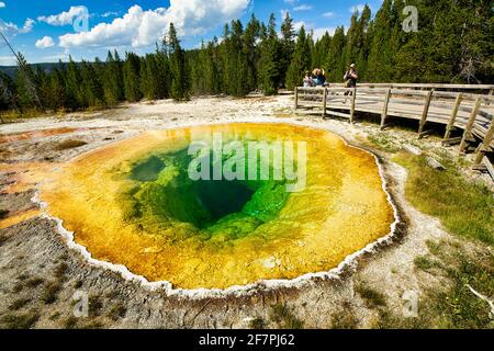 Mattina Glory Pool nel Parco Nazionale di Yellowstone. Wyoming. STATI UNITI. Foto Stock